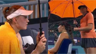 "Это редкость". Рыбакина не дала бол-бою держать зонт в полуфинале в Майами