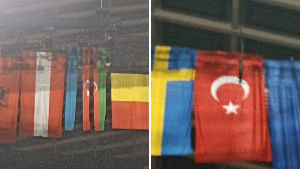 Азербайджанский и турецкий флаги изрезали на чемпионате Европы в Ереване