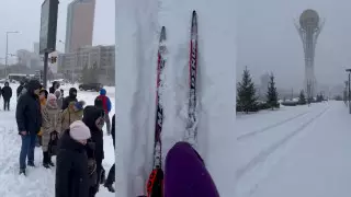 Лыжник в Астане: "Попасть на работу быстрее всего было именно так"