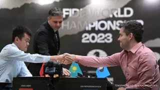 Как Непомнящий и Лижэнь сыграли в 9-й партии матча за мировую шахматную корону в Астане