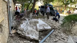 Козырек подъезда рухнул на людей в Актау: есть погибший
