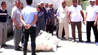 "Терпение лопнуло": сельчане вывалили мешки с мусором возле акимата в Туркестанской области