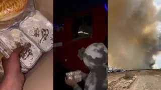 "Удивились, когда увидели нас". Жители привозят еду и воду пожарным в Астане