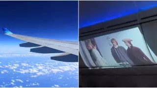 Пассажир принес проектор в самолет и устроил "кинотеатр" в небе