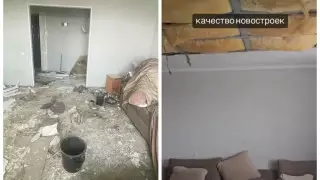 Потолок квартиры обвалился из-за дождя в жилом комплексе "Астана" в Караганде