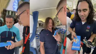 Легендам "Барселоны" подарили казахстанский шоколад