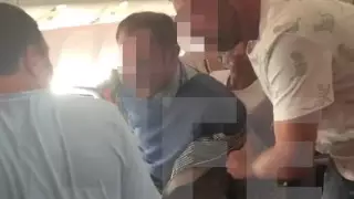 Пассажир самолета исколол соседа вилкой: видео