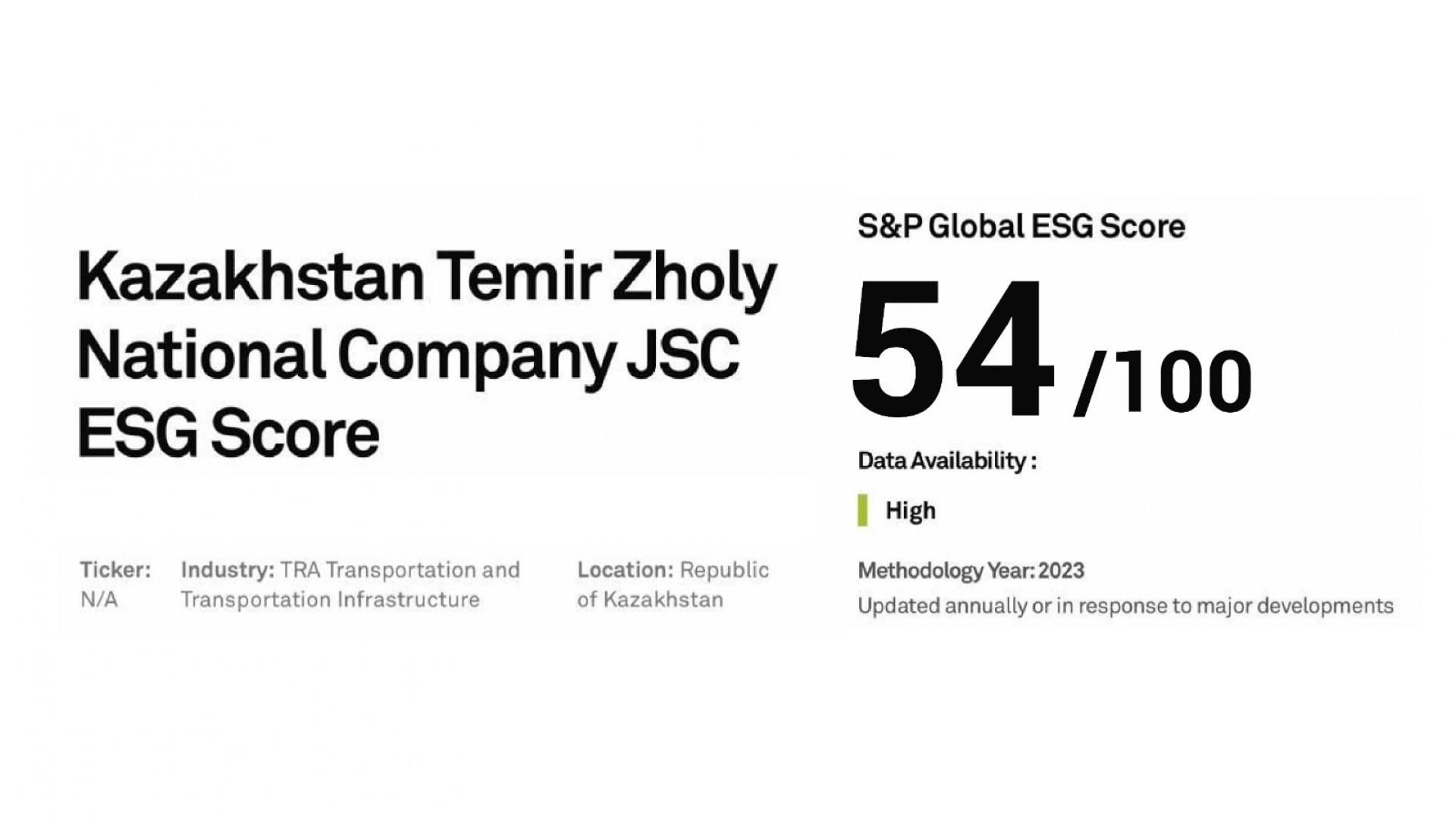 КТЖ присвоен ESG-рейтинг: 09 января 2024, 15:03 - новости на Tengrinews.kz