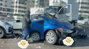"Газель" вылетела на встречку из-за удара в центре Астаны
