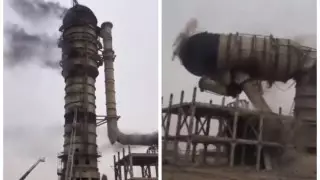 63-метровая башня с нефтяными отходами загорелась и рухнула в Актау