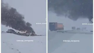 В сети появилось видео с места ДТП, в котором погиб известный карагандинский бизнесмен Петр Васильченко