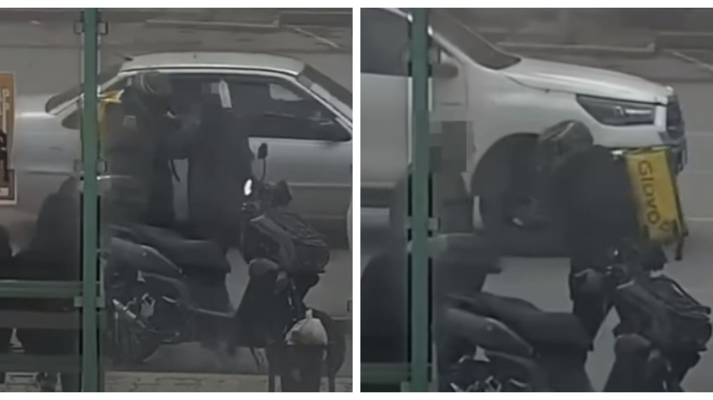 Разборки водителя и курьера в Актау попали на видео