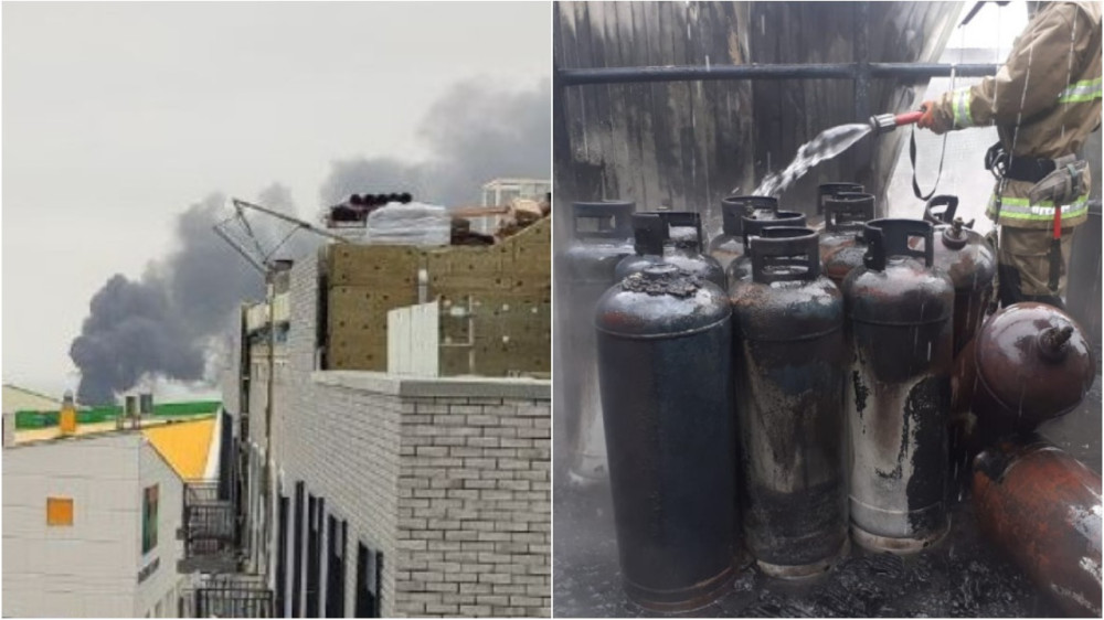 Черный дым напугал алматинцев: дом с газовыми баллонами загорелся за ВОАД