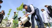 "Таза Қазақстан": аким Мангистауской области вместе с жителями посадил деревья