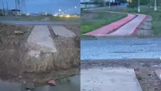 В Актобе забыли установить знаки на пересечении трассы и разбитой велодорожки