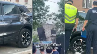 Хлопок газа разрушил стену котельной в Павлодаре: обломки залетели во двор