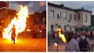 Артистка фаер-шоу едва не сгорела заживо в России