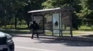 Вандал разбил остановку кирпичом и попал на видео в Алматы
