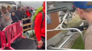 Столпотворение в зоне посадки на канатную дорогу на спуске с Шымбулака попало на видео