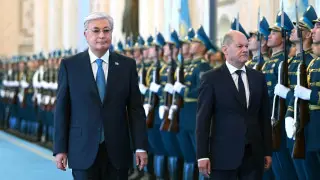 Как встретили Шольца в Астане. Видео из Акорды