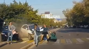 Наезд на пешеходов попал на видео в Алматы