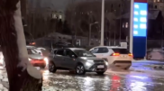 Вода подтопила проезжую часть на левобережье Астаны