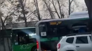 Грузовик врезался в пассажирский автобус в Алматы