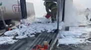 Автовоз с машинами загорелся на трассе Алматы - Ташкент
