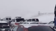 Сильный снегопад парализовал движение на трассах на юге Казахстана
