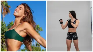 Красотка из UFC явилась на встречу с журналистами с необычной охраной: видео