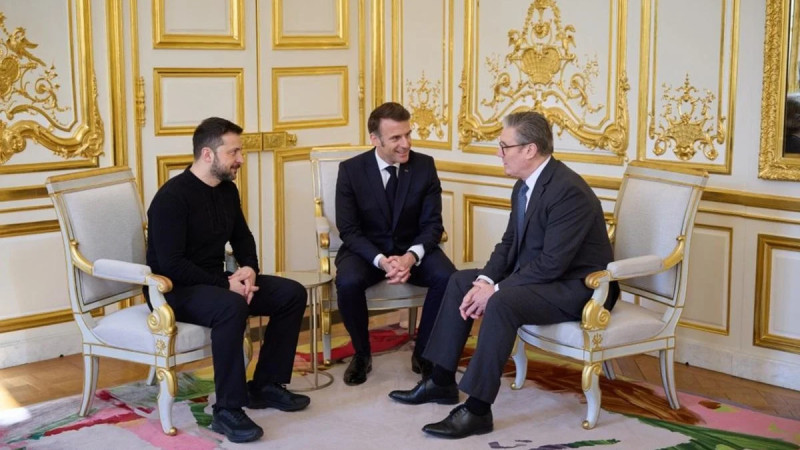 Владимир Зеленский, Эммануэль Макрон и Кир Стармер. Фото: Офис президента Украины