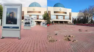 Фотографии Назарбаева убрали из сквера в Астане