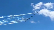 Военные самолеты над Астаной сняли на видео