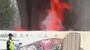 Пламя на стройке LRT сняли на видео в Астане