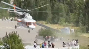 Опасный взлёт вертолёта в горах Алматы сняли на видео