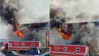 Сильный пожар в Алматы: спасатели по пути попали в пробку