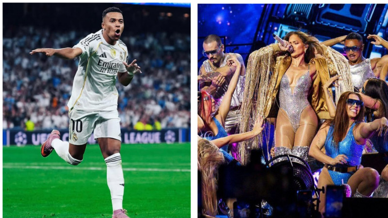 коллаж, Instagram Килиана Мбаппе/Дженнифер Лопес