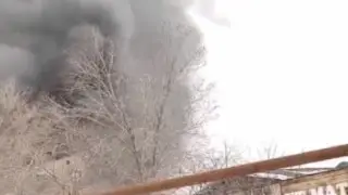 Сильный пожар в Есике попал на видео