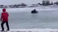Инспекторы на квадроцикле провалились под лёд на реке Урал: видео