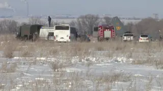 Крушение истребителя Су-30СМ под Карагандой: кадры с места
