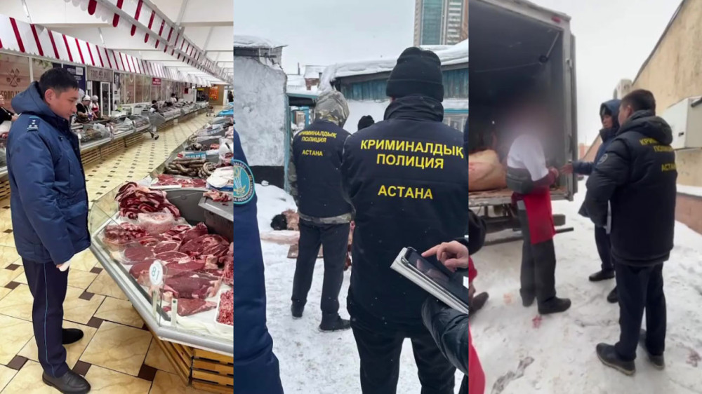 Неприятные кадры из подпольного мясного цеха в Астане показала полиция