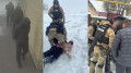 Вооружённые грабители попали на видео в Алматы