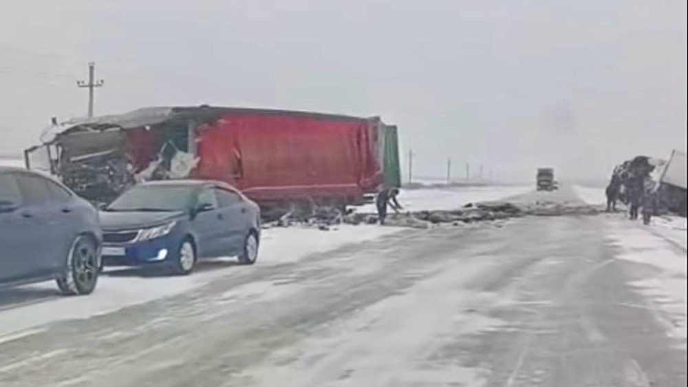 Два грузовика MAN столкнулись на севере Казахстана, погиб водитель