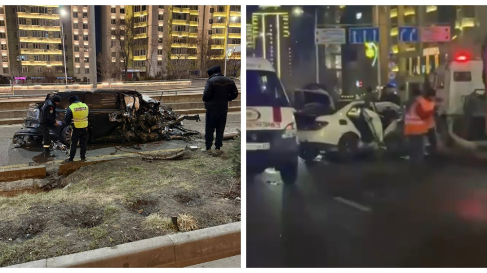 Водитель и две пассажирки погибли в ночной аварии на проспекте аль-Фараби в Алматы