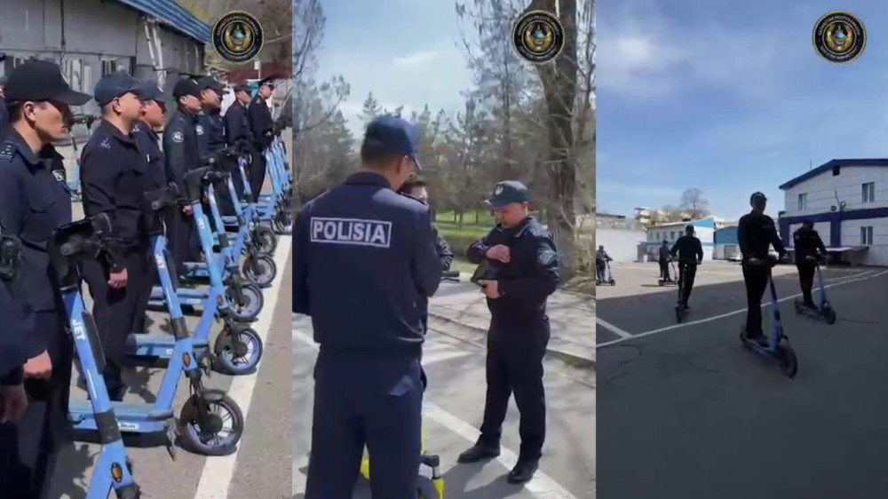 Полицейские пересели на электросамокаты в Алматы