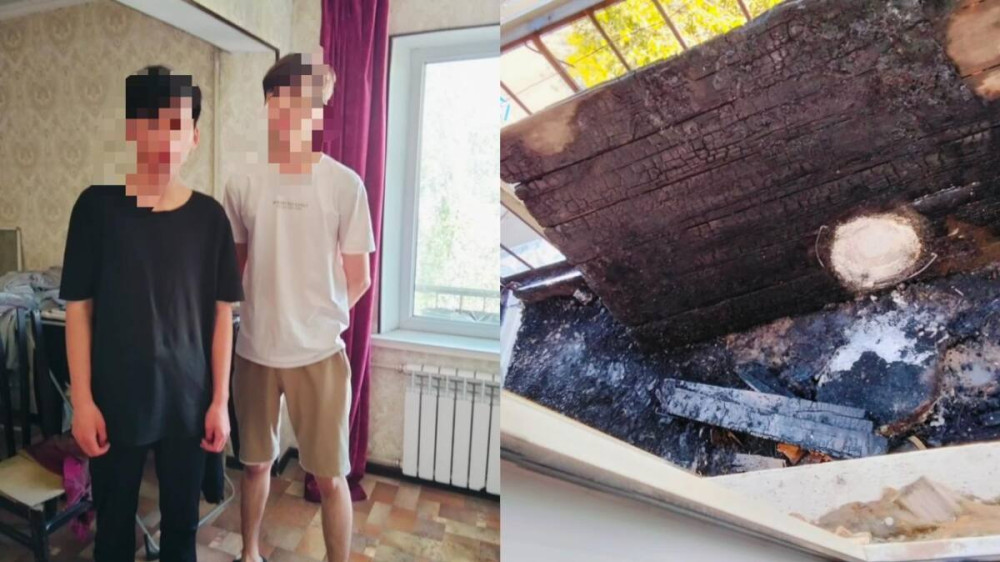 Полицейский вынес детей из горящей квартиры в Кызылорде