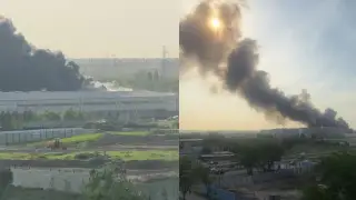 Крупный пожар тушат на картонном заводе под Алматы - видео
