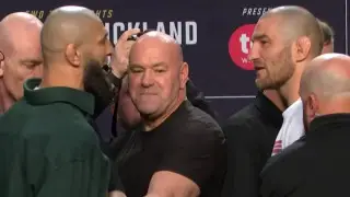 Чимаев пнул Стрикленда перед боем за титул UFC: бойцов разнимала толпа охранников