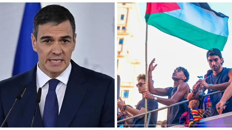 Премьер Испании открыто поддержал футболиста “Барселоны“, появившегося с флагом Палестины
