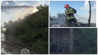 Большой склад горел в Костанае: из огня вынесли пять газовых баллонов